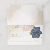 Navy Blush Bloemen Groene bladeren Plaatskaartje (Buitenkant ongevouwen)