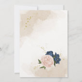 Navy Blush Bloemen Groene bladeren Verjaardag Kaart (Achterkant)