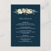 Navy Blush Bloemen Krans Bruiloft Details Informatiekaartje (Voorkant)