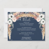 Navy Blush Bloemen Pampas Grass Twinkle Lights Kaart (Voorkant)