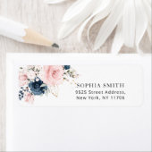 Navy blush bloemen retouradres etiket (Insitu)