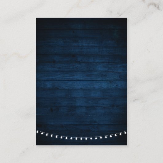 Navy Blush Bloemen Rustieke String Licht Accommoda Informatiekaartje (Achterkant)