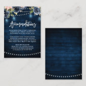 Navy Blush Bloemen Rustieke String Licht Accommoda Informatiekaartje (Voorkant / Achterkant)