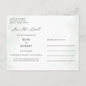 Navy Blush Bloemengroen Geometrisch Save the date Aankondigingskaart (Achterkant)