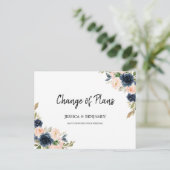 Navy Blush Bloemengroen laat verandering van plann Briefkaart (Staand voorkant)