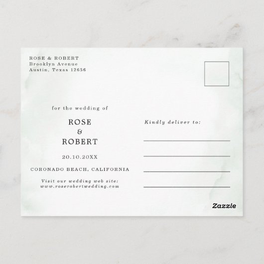 Navy Blush Bloemengroenenkalender Save the Date Briefkaart (Achterkant)