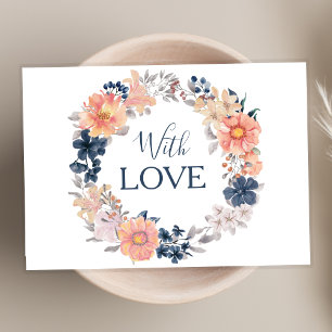 Navy & Blush Bloemenkrans All-Occasion Met Liefde Kaart