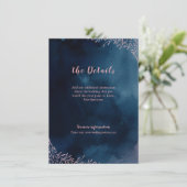 Navy blush bloesem rustieke bruiloft invoegen kaar informatiekaartje (Staand voorkant)