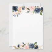 Navy Blush Blossom Floral Wedding Rehearsal Dinner Kaart (Achterkant)