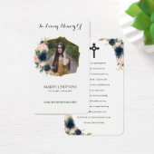 Navy Blush Blossom Photo Funeral Prayer Kaarten Visitekaartje (Bureau)