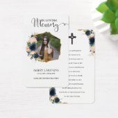 Navy Blush Blossom Photo Memorial Prayer-kaarten Visitekaartje (Bureau)