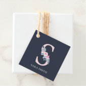 NAVY BLUSH BLUE FLORAL ALPHABETS NAME LETTER BEDANKJES LABELS (In situ)