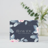 NAVY BLUSH BLUE FLORAL ELKE LEEFTIJD BIRTHDAAG DAN AANKONDIGINGSKAART (Staand voorkant)