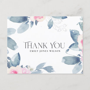 NAVY BLUSH BLUE FLORAL ELKE LEEFTIJD BIRTHDAAG DAN AANKONDIGINGSKAART