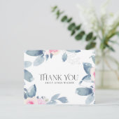 NAVY BLUSH BLUE FLORAL ELKE LEEFTIJD BIRTHDAAG DAN AANKONDIGINGSKAART (Staand voorkant)
