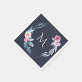 NAVY BLUSH BLUE FLORAL MONOGRAM WREATDING SERVET (Hoek)