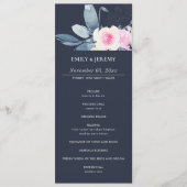NAVY BLUSH BLUE FLORAL WEDDING CEREMONY PROGRAMMA (Voorkant)