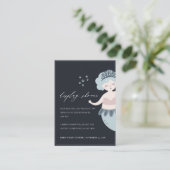 NAVY BLUSH BLUE LITTLE MERMAID DISPLAY BABY SHOWER INFORMATIEKAARTJE (Staand voorkant)