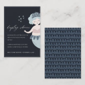 NAVY BLUSH BLUE LITTLE MERMAID DISPLAY BABY SHOWER INFORMATIEKAARTJE (Voorkant / Achterkant)