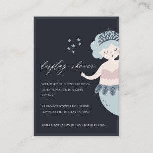NAVY BLUSH BLUE LITTLE MERMAID DISPLAY BABY SHOWER INFORMATIEKAARTJE