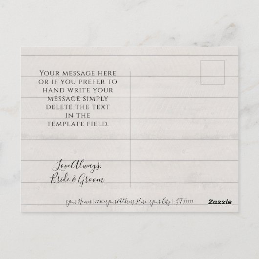 Navy Blush Bohemian Pampas Floral Virtual Wedding Briefkaart (Achterkant)