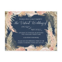 Navy Blush Bohemian Pampas Floral Virtual Wedding