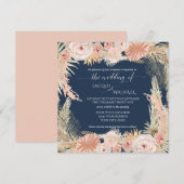 Navy Blush BOHO Roos Peony Floral Pampas Grass Kaart (Voorkant / Achterkant)
