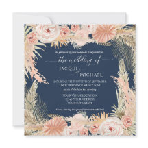 Navy Blush BOHO Roos Peony Floral Pampas Grass