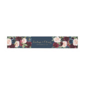 Navy blush bordeaux roze bloemengoud bruiloft uitnodigingen wikkel (Vlak)