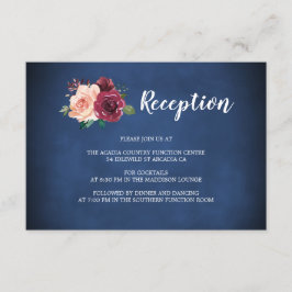 Navy Blush Bourgogne Rozen Bloemen Bruiloft Recept Informatiekaartje