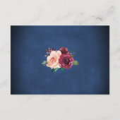 Navy Blush Bourgogne Rozen Bloemen Bruiloft Recept Informatiekaartje (Achterkant)