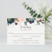 Navy Blush Bruiloft RSVP Maaltijdkeuze Kaart (Staand voorkant)