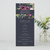 NAVY BLUSH BURGUNDY FLORA WEDDING CEREMONY PROGRAM MENU (Staand voorkant)