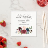 Navy Blush Burgundy Floral Best Day Ever Wedding Servet (Insitu)