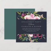 NAVY BLUSH BURGUNDY FLORAL BUNCH BRIDAL SHOWER KAART (Voorkant / Achterkant)