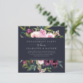 NAVY BLUSH BURGUNDY FLORAL BUNCH BRIDAL SHOWER KAART (Staand voorkant)