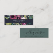 NAVY BLUSH BURGUNDY FLORAL BUNCH WEDDING WEBSITE MINI VISITEKAARTJE (Voorkant / Achterkant)