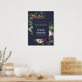 NAVY BLUSH BURGUNDY FLORAL BUNCH WEDDING WELCOME POSTER (Keuken)