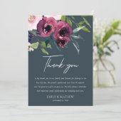 NAVY BLUSH BURGUNDY FLORAL BUNCH WEDING DANK JE KAART (Staand voorkant)