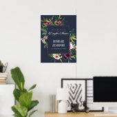 NAVY BLUSH BURGUNDY FLORAL COUPLES SHOWER WELCOME POSTER (Thuiskantoor)