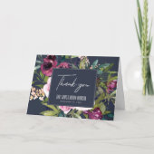 NAVY BLUSH BURGUNDY GREEN FLORAL BUNCH WEDING BEDANKKAART (Voorkant)