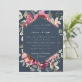NAVY BLUSH BURGUNDY ROOS COUPLY SHOWER INVITE BEDANKKAART (Staand voorkant)