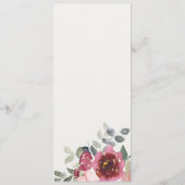 NAVY BLUSH BURGUNDY WATERVERF FLORAL WEDING MENU (Achterkant)