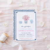 Navy Blush Chinoiserie Wedding Rehearsal & Dinner Kaart