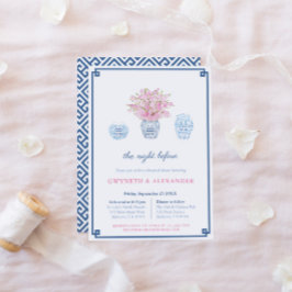 Navy Blush Chinoiserie Wedding Rehearsal & Dinner Kaart
