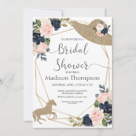 Navy Blush Derby Bridal Shower Kaart