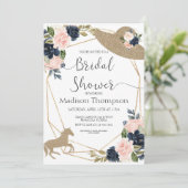 Navy Blush Derby Bridal Shower Kaart (Staand voorkant)