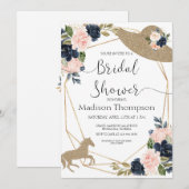 Navy Blush Derby Bridal Shower Kaart (Voorkant / Achterkant)