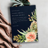 NAVY BLUSH DESERT SUCCULENT CACTI FOLIAGE WEDDING KAART