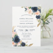 Navy & Blush Elegant All Seasons Weddenschap Kaart (Staand voorkant)
